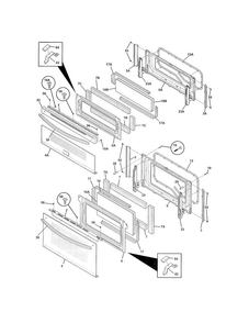 Door Diagram and Parts List for FGGF304DLW3  Frigidaire Range