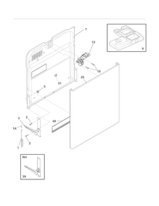 Door Diagram and Parts List for FFBD2404NQ0A  Frigidaire Dishwasher