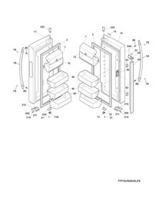 Fresh Food Door Diagram and Parts List for FGUN2642LE6  Frigidaire Refrigerator