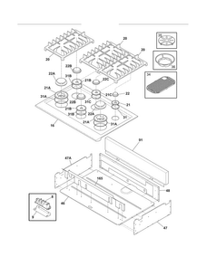 Main Top Diagram and Parts List for E36DF7CGPS4  Electrolux Range