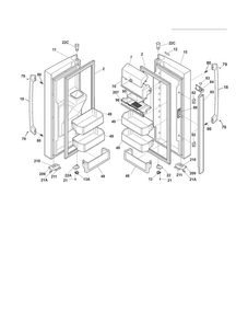 Fresh Food Door Diagram and Parts List for EI27BS16JB5  Electrolux Refrigerator