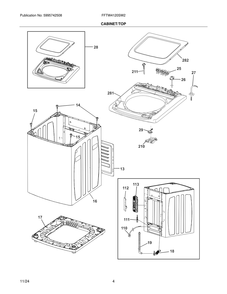 Cabinet/Top Diagram and Parts List for FFTW4120SW2  Frigidaire Washer