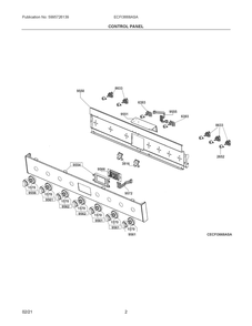 Control Panel Diagram and Parts List for ECFI3668ASA  Frigidaire Range