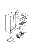 CABINET, SHELVES, DIVIDER, FAN ASSE Diagram and Parts List for RC101GRW7  Frigidaire Refrigerator