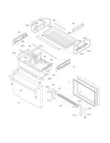 Freezer Drawer, Baskets Diagram and Parts List for FPHG2399PF0  Frigidaire Refrigerator