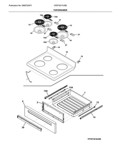 Top/Drawer Diagram and Parts List for CFEF3017USB  Frigidaire Range
