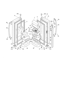 Fresh Food Door Diagram and Parts List for 25370443410  Kenmore Refrigerator