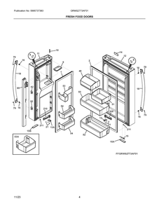 Fresh Food Doors Diagram and Parts List for GRMS2773AF01  Frigidaire Refrigerator