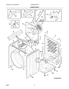 Cabinet/Drum Diagram and Parts List for EFME628WTT00  Frigidaire Dryer