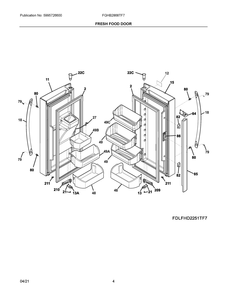 Fresh Food Door Diagram and Parts List for FGHB2868TF7  Frigidaire Refrigerator