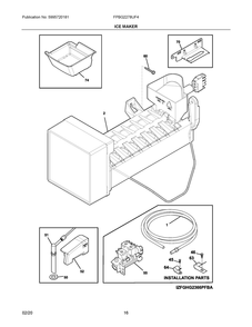 Ice Maker Diagram and Parts List for FPBG2278UF4  Frigidaire Refrigerator