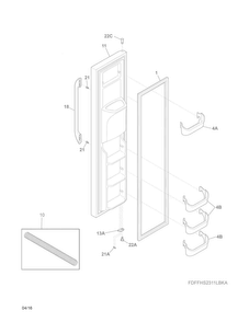 Freezer Door Diagram and Parts List for FFHS2311PFBA  Frigidaire Refrigerator