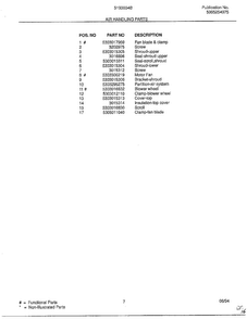 Air Handling Parts Page 2 Diagram and Parts List for 5193004B  Frigidaire Air Conditioner