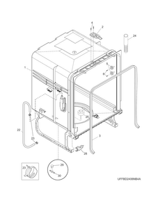Tub Diagram and Parts List for FFBD2406NB6A  Frigidaire Dishwasher