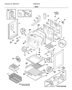 Body Diagram and Parts List for GCRE302CADA  Frigidaire Range