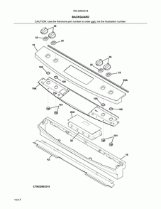 Backguard Diagram and Parts List for 79032603318  Kenmore Range