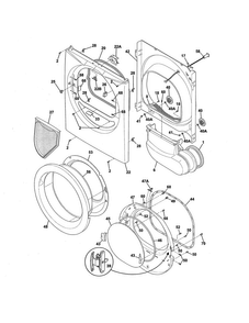 Front Panel/lint Filter Diagram and Parts List for CFQE4000QW0  Frigidaire Dryer