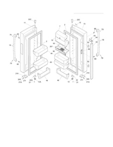 Fresh Food Door Diagram and Parts List for FPHN2899LF6  Frigidaire Refrigerator