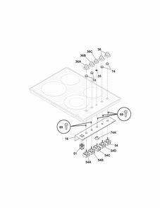 Controls Diagram and Parts List for 79042731403  Kenmore Cooktop