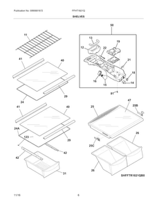 Shelves Diagram and Parts List for FFHT1821QB4  Frigidaire Refrigerator