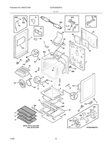 Body Diagram and Parts List for GCRG3060AFG  Frigidaire Range