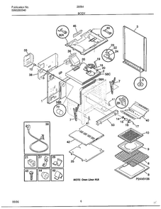 Body Diagram and Parts List for 285647D  Frigidaire Range