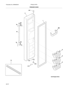 Freezer Door Diagram and Parts List for FPSC2277RF1  Frigidaire Refrigerator
