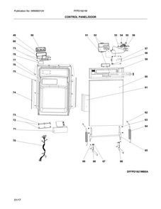 Control Panel/door Diagram and Parts List for FFPD1821MW1B  Frigidaire Dishwasher