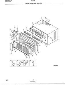 Cabinet Front And Wrapper Diagram and Parts List for 5263004B  Frigidaire Air Conditioner