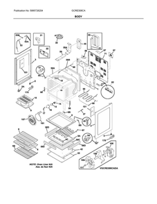 Body Diagram and Parts List for GCRE306CAFF  Frigidaire Range