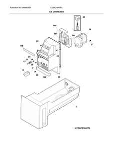 Ice Container Diagram and Parts List for E23BC78IPSLA  Electrolux Refrigerator