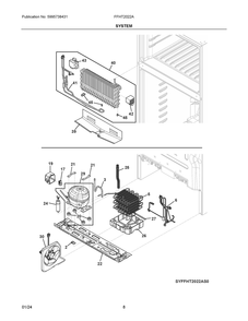 System Diagram and Parts List for FFHT2022AS0  Frigidaire Refrigerator