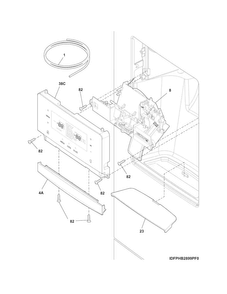 Controls & Ice Dispenser Diagram and Parts List for LGHB2867PFGA  Frigidaire Refrigerator