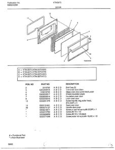 Door Diagram and Parts List for 2873B  Frigidaire Range