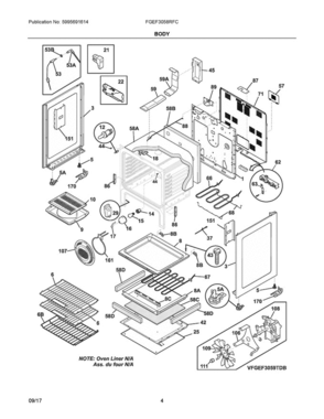 03 - Body Diagram and Parts List for FGEF3058RFC  Frigidaire Range