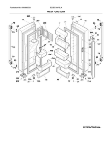 Fresh Food Door Diagram and Parts List for E23BC78IPSLA  Electrolux Refrigerator