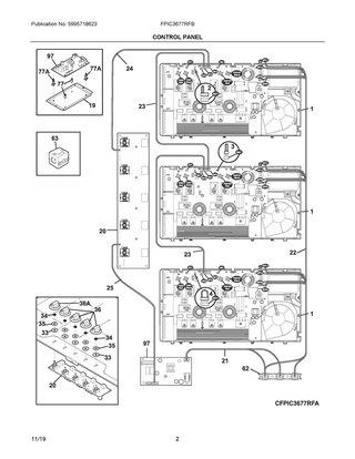 Control Panel Diagram and Parts List for FPIC3677RFB  Frigidaire Cooktop