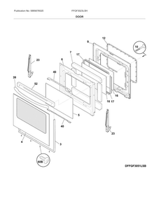 Door Diagram and Parts List for FFGF3023LSH  Frigidaire Range
