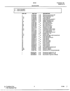 Backguard Page 2 Diagram and Parts List for 484440C  Frigidaire Range
