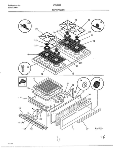 Top/drawer Diagram and Parts List for 2823-80B  Frigidaire Range