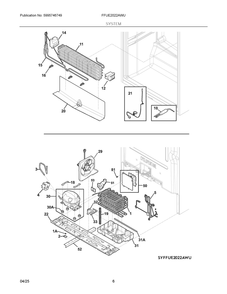 System Diagram and Parts List for FFUE2022AWU  Frigidaire Freezer