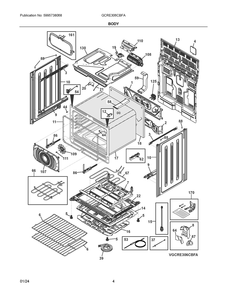 Body Diagram and Parts List for GCRE306CBFA  Frigidaire Range