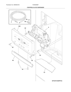 Controls & Ice Dispenser Diagram and Parts List for FGHB2866PFNA  Frigidaire Refrigerator