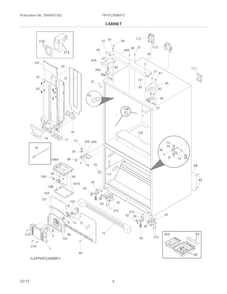 Cabinet Diagram and Parts List for FPHF2399MF3  Frigidaire Refrigerator
