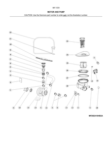 Motor And Pump Diagram and Parts List for 58712339F01B  Kenmore Dishwasher