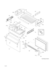 Freezer Drawer, Baskets Diagram and Parts List for FPBC2277RF0  Frigidaire Refrigerator