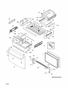 Freezer Drawer, Baskets Diagram and Parts List for EW23BC85KSCA  Electrolux Refrigerator
