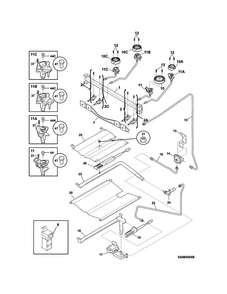 Burner Diagram and Parts List for FFGF3023LMF  Frigidaire Range