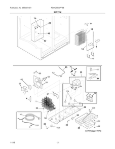 System Diagram and Parts List for FGHC2355PFBB  Frigidaire Refrigerator