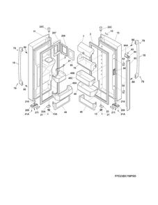 Fresh Food Door Diagram and Parts List for E23BC78IPSJA  Electrolux Refrigerator